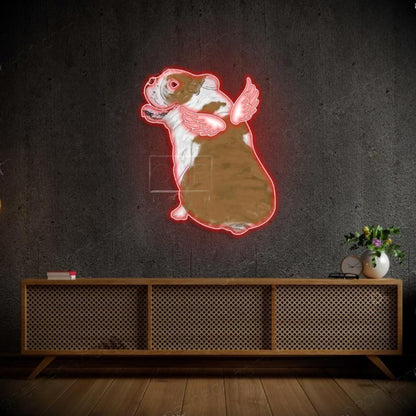Blue-Green Winged English Bulldog Led Neon Sign For Home Decor | Shineneon