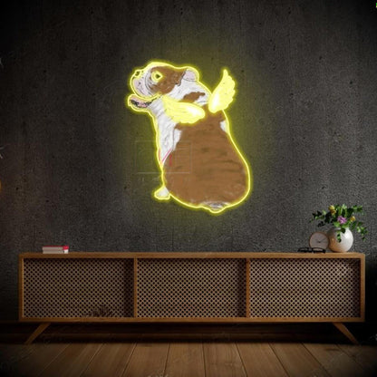 Blue-Green Winged English Bulldog Led Neon Sign For Home Decor | Shineneon