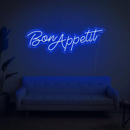 Blue Handwritten Bon Appetit Led Neon Sign For Home Restaurant Decor | Shineneon