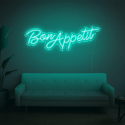 Blue Handwritten Bon Appetit Led Neon Sign For Home Restaurant Decor | Shineneon