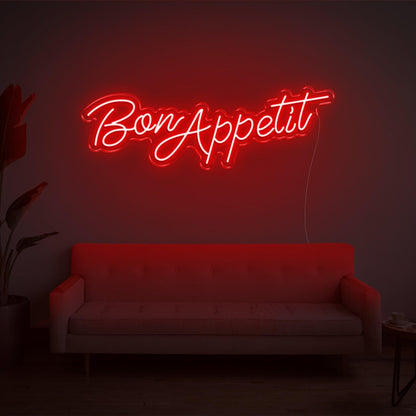 Blue Handwritten Bon Appetit Led Neon Sign For Home Restaurant Decor | Shineneon