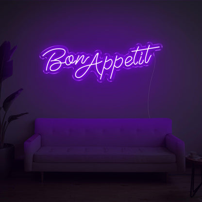 Blue Handwritten Bon Appetit Led Neon Sign For Home Restaurant Decor | Shineneon