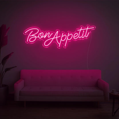 Blue Handwritten Bon Appetit Led Neon Sign For Home Restaurant Decor | Shineneon