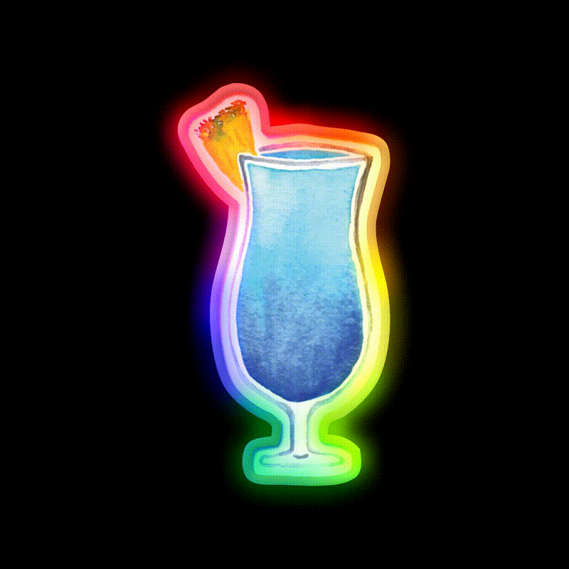 Blue Hawaiian Drink Cocktail Bar Decor Led Neon Sign Rgb Color - LED neon sign close-up detail