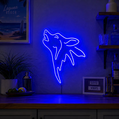 Blue Howling Wolf Neon Sign LED Neon Sign real lifestyle scene