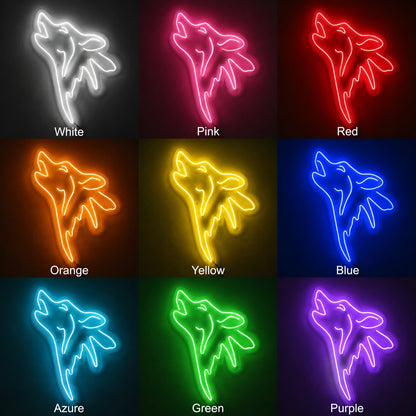 Blue Howling Wolf Neon Sign LED Neon Sign color grid