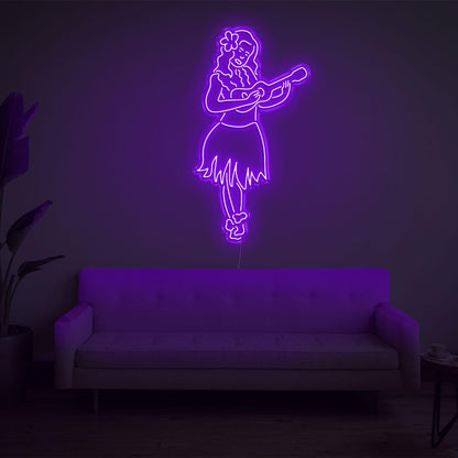 Blue Hula Girl Musician Led Neon Sign For Modern Home Decor | Shineneon