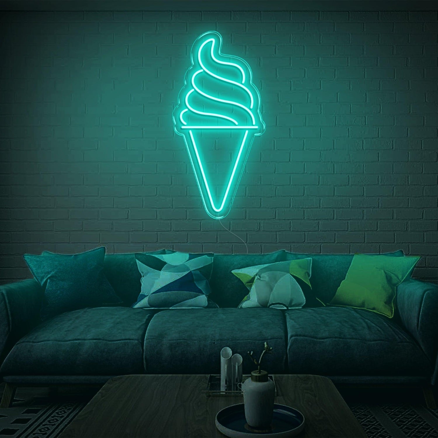 Blue Ice Cream Cone Led Neon Sign For Modern Living Room Home Decor | Shineneon