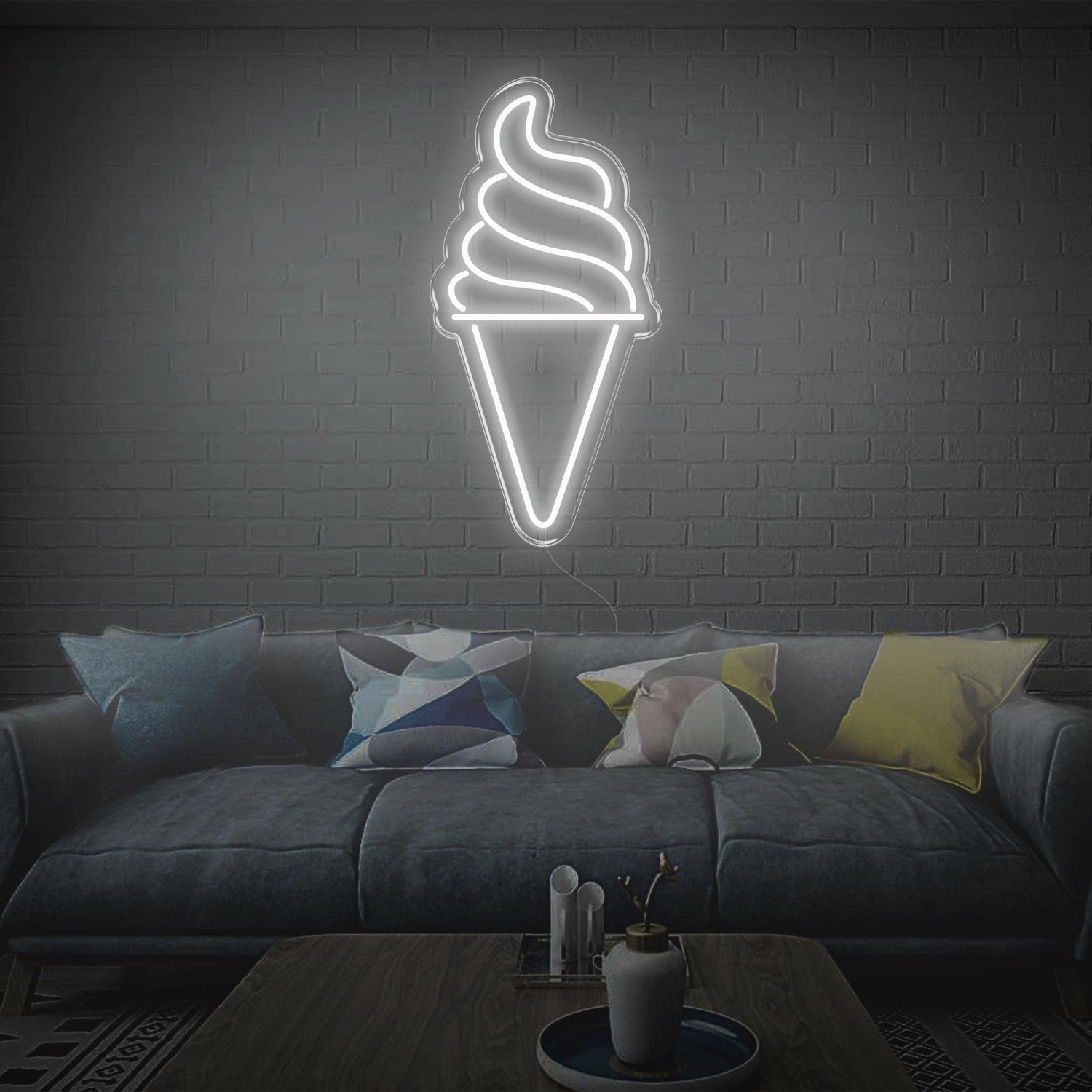 Blue Ice Cream Cone Led Neon Sign For Modern Living Room Home Decor | Shineneon