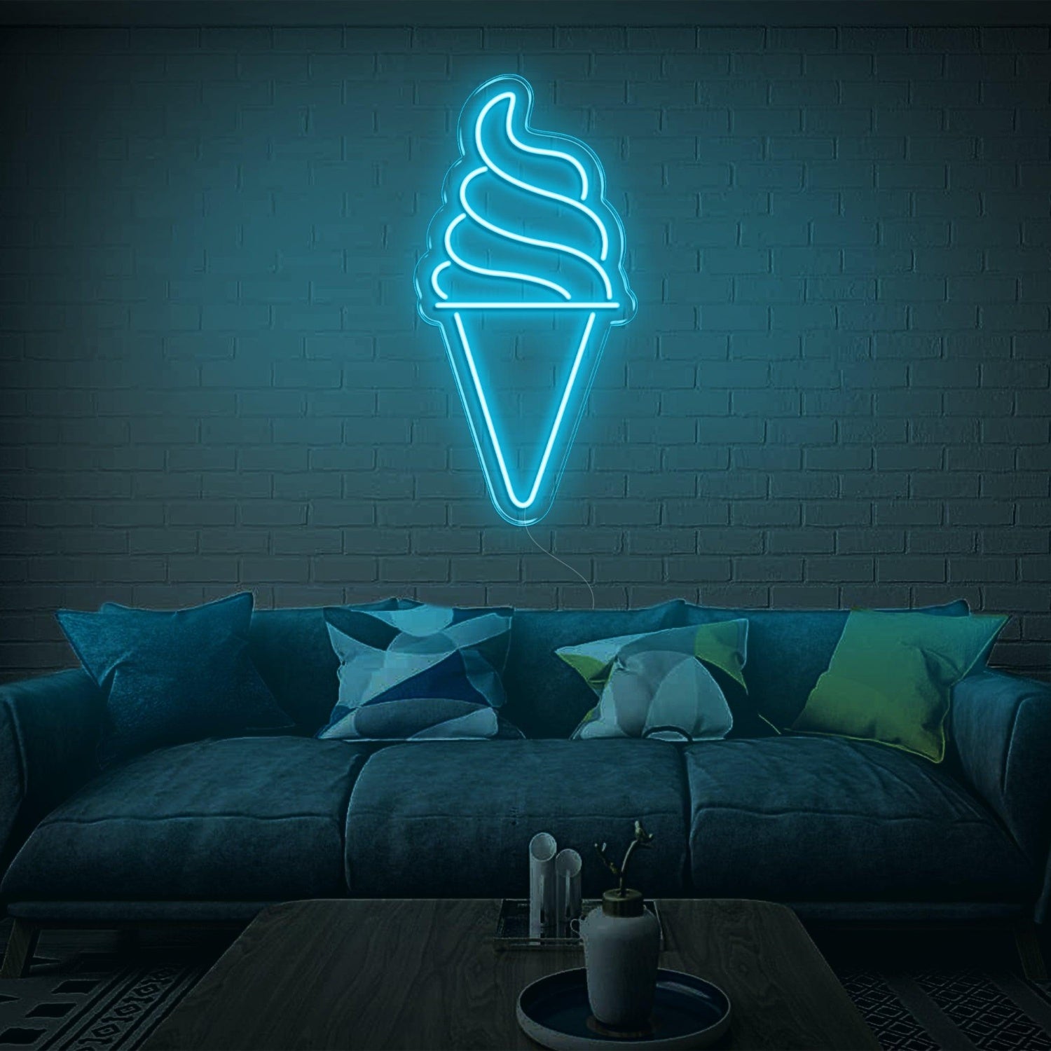 Blue Ice Cream Cone Led Neon Sign For Modern Living Room Home Decor | Shineneon
