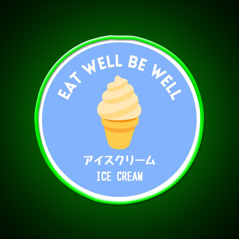 Blue Ice Cream Japanese Cafe Food Sweet Snack Food Led Neon Sign Rgb Color