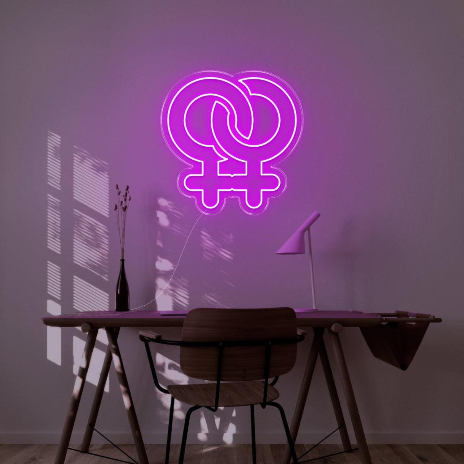 Blue Intertwined Female Symbols Led Neon Sign For Modern Indoor Decor | Shineneon