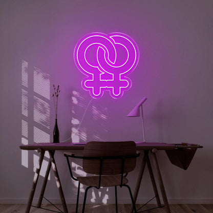 Blue Intertwined Female Symbols Led Neon Sign For Modern Indoor Decor | Shineneon