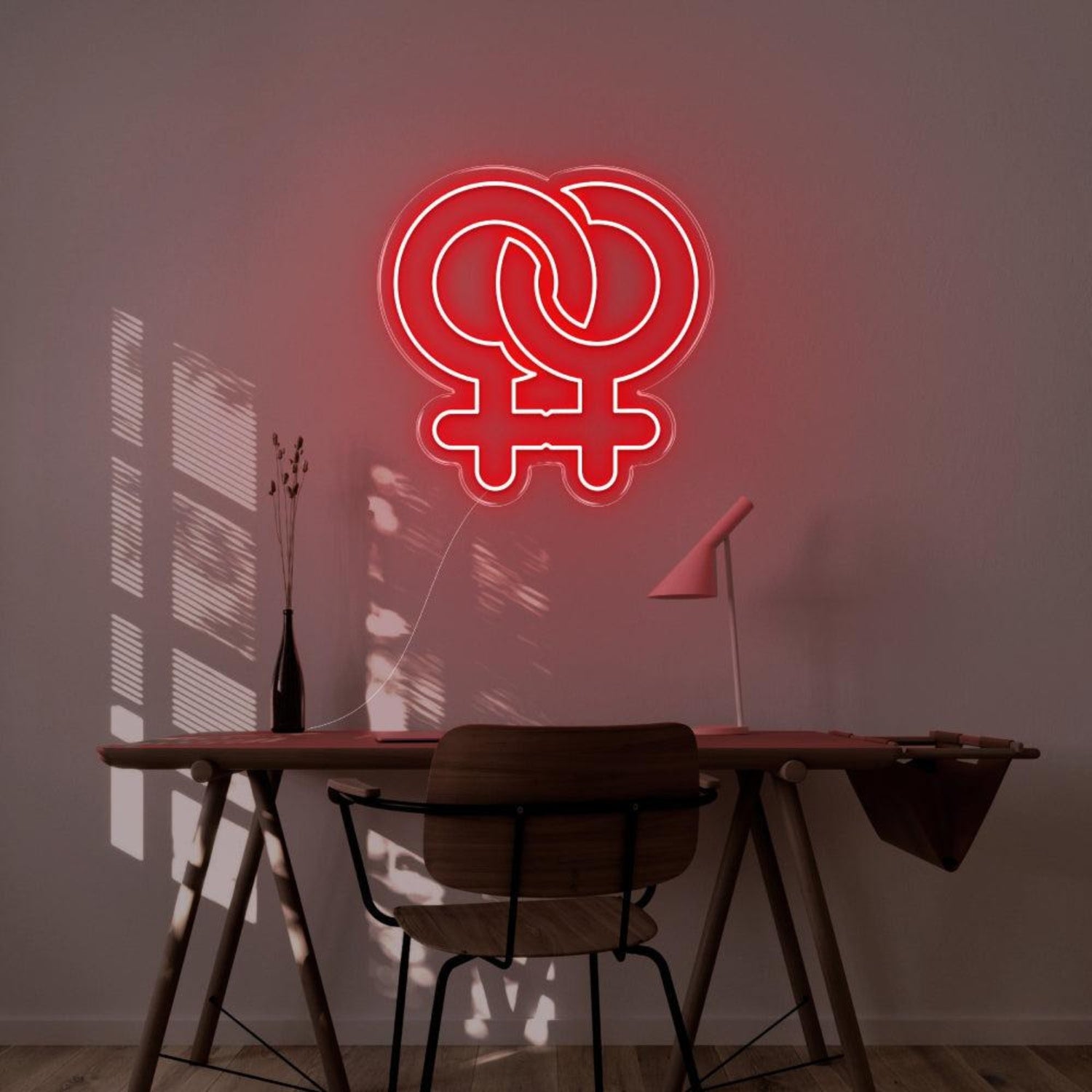 Blue Intertwined Female Symbols Led Neon Sign For Modern Indoor Decor | Shineneon