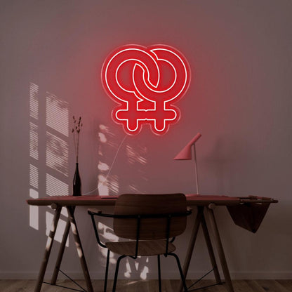 Blue Intertwined Female Symbols Led Neon Sign For Modern Indoor Decor | Shineneon