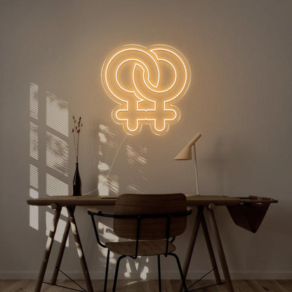 Blue Intertwined Female Symbols Led Neon Sign For Modern Indoor Decor | Shineneon