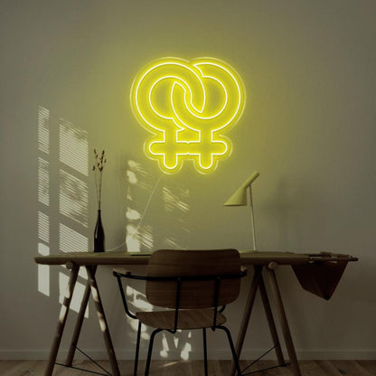 Blue Intertwined Female Symbols Led Neon Sign For Modern Indoor Decor | Shineneon