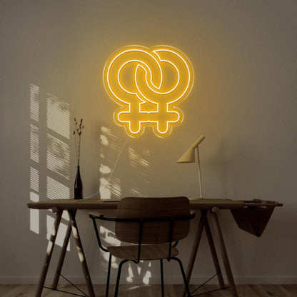 Blue Intertwined Female Symbols Led Neon Sign For Modern Indoor Decor | Shineneon