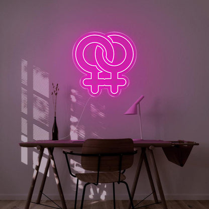 Blue Intertwined Female Symbols Led Neon Sign For Modern Indoor Decor | Shineneon