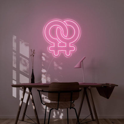 Blue Intertwined Female Symbols Led Neon Sign For Modern Indoor Decor | Shineneon