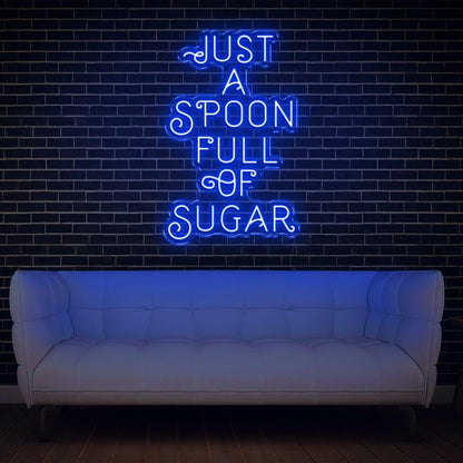 Blue Just A Spoon Full Of Sugar Led Neon Sign For Home Cafe Sweet Decor | Shineneon