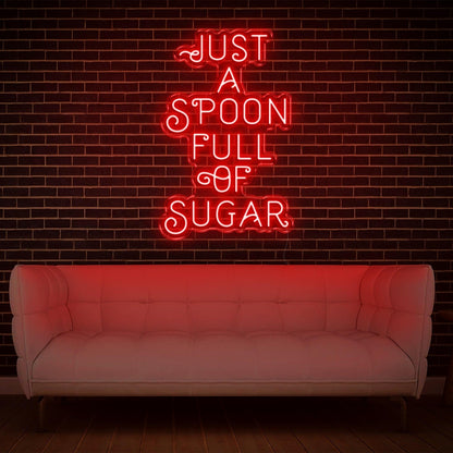 Blue Just A Spoon Full Of Sugar Led Neon Sign For Home Cafe Sweet Decor | Shineneon