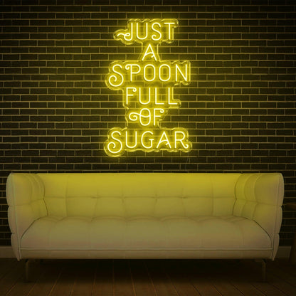 Blue Just A Spoon Full Of Sugar Led Neon Sign For Home Cafe Sweet Decor | Shineneon