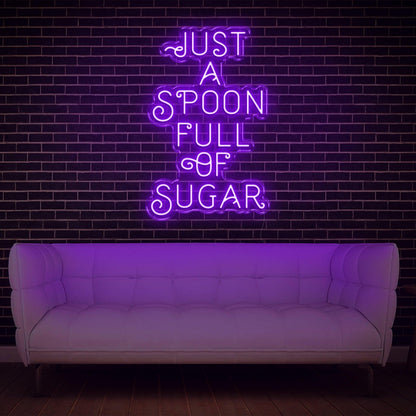 Blue Just A Spoon Full Of Sugar Led Neon Sign For Home Cafe Sweet Decor | Shineneon