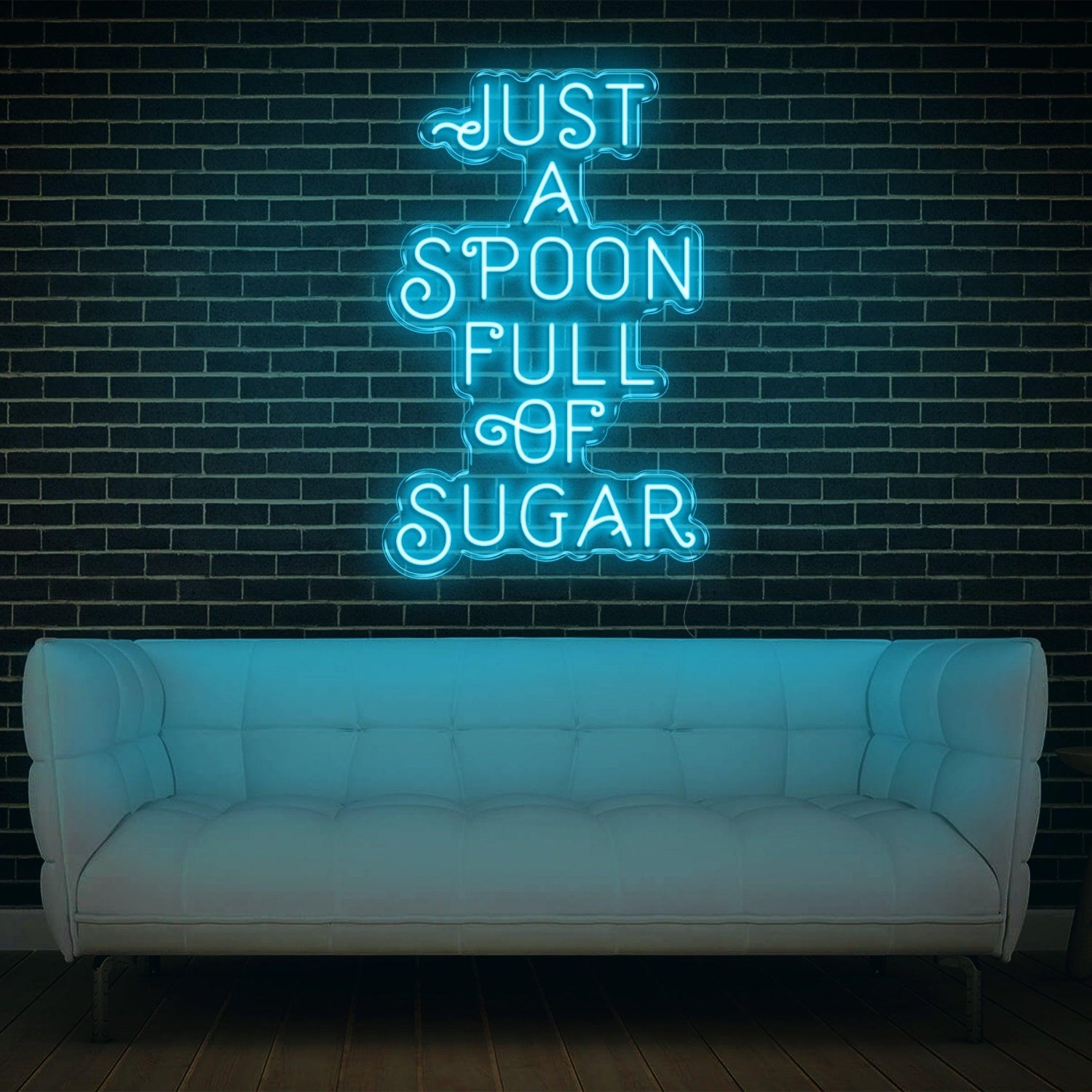 Blue Just A Spoon Full Of Sugar Led Neon Sign For Home Cafe Sweet Decor | Shineneon