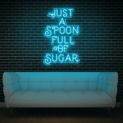Blue Just A Spoon Full Of Sugar Led Neon Sign For Home Cafe Sweet Decor | Shineneon