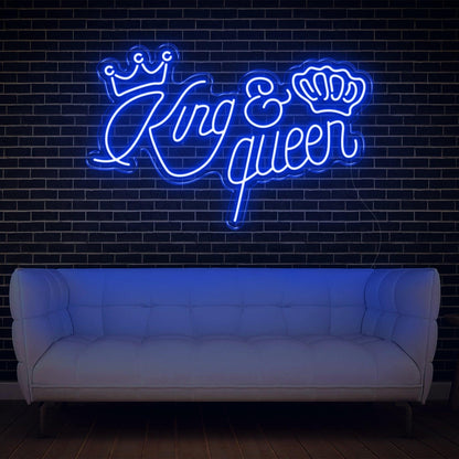 Blue King Queen Crown Led Neon Sign For Home Bar Decor | Shineneon