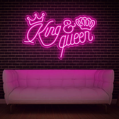 Blue King Queen Crown Led Neon Sign For Home Bar Decor | Shineneon