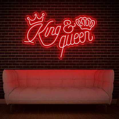 Blue King Queen Crown Led Neon Sign For Home Bar Decor | Shineneon