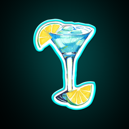 Blue Lagoon Cocktail Bar Decor Led Neon Sign Rgb Color - Size and dimension reference