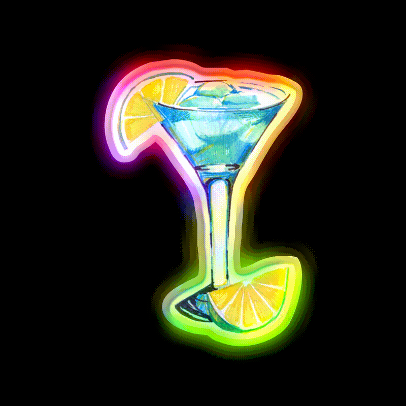Blue Lagoon Cocktail Bar Decor Led Neon Sign Rgb Color - LED neon sign close-up detail