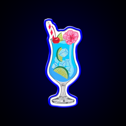 Blue Lagoon Drink Cocktail Bar Decor Led Neon Sign Rgb Color - Size and dimension reference
