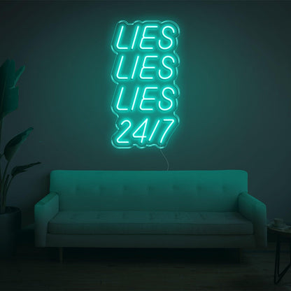 Blue Lies Lies Lies 24-7 Led Neon Sign For Home Wall Decor | Shineneon