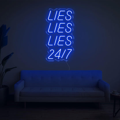 Blue Lies Lies Lies 24-7 Led Neon Sign For Home Wall Decor | Shineneon
