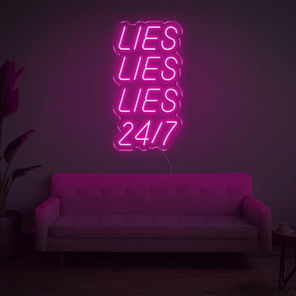 Blue Lies Lies Lies 24-7 Led Neon Sign For Home Wall Decor | Shineneon