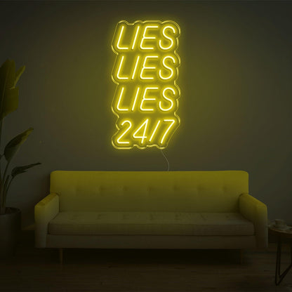 Blue Lies Lies Lies 24-7 Led Neon Sign For Home Wall Decor | Shineneon