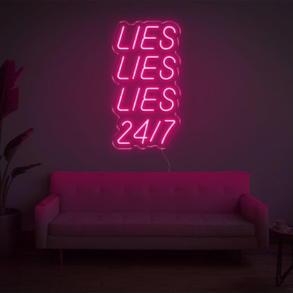 Blue Lies Lies Lies 24-7 Led Neon Sign For Home Wall Decor | Shineneon