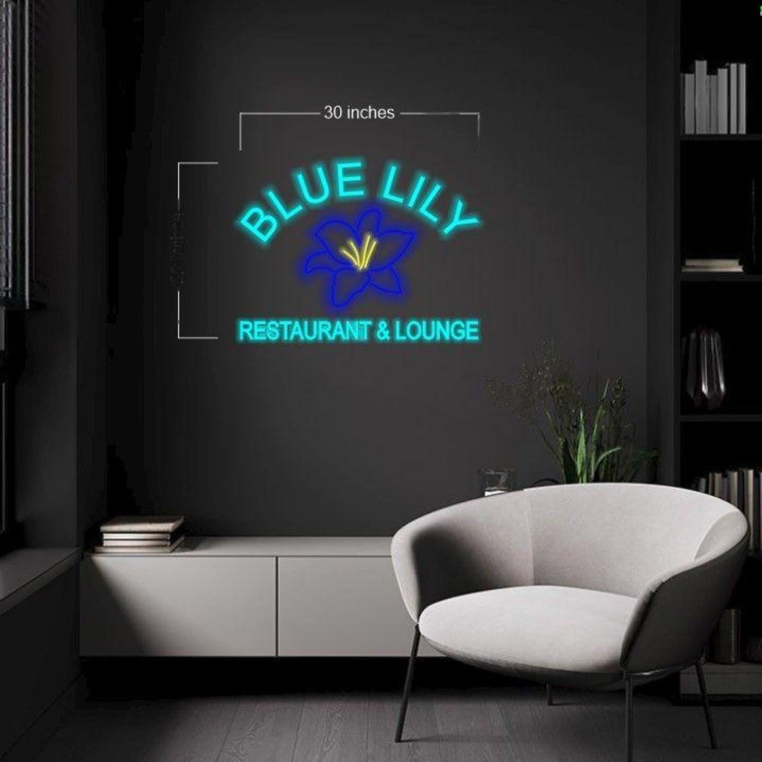 Blue Lily Floral Led Neon Sign For Restaurant Lounge Decor | Shineneon