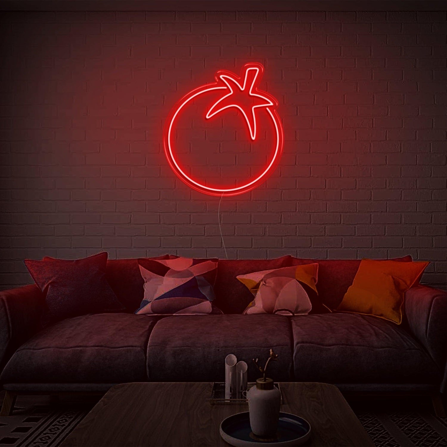 Blue Line Art Tomato Led Neon Sign For Modern Home Decor | Shineneon