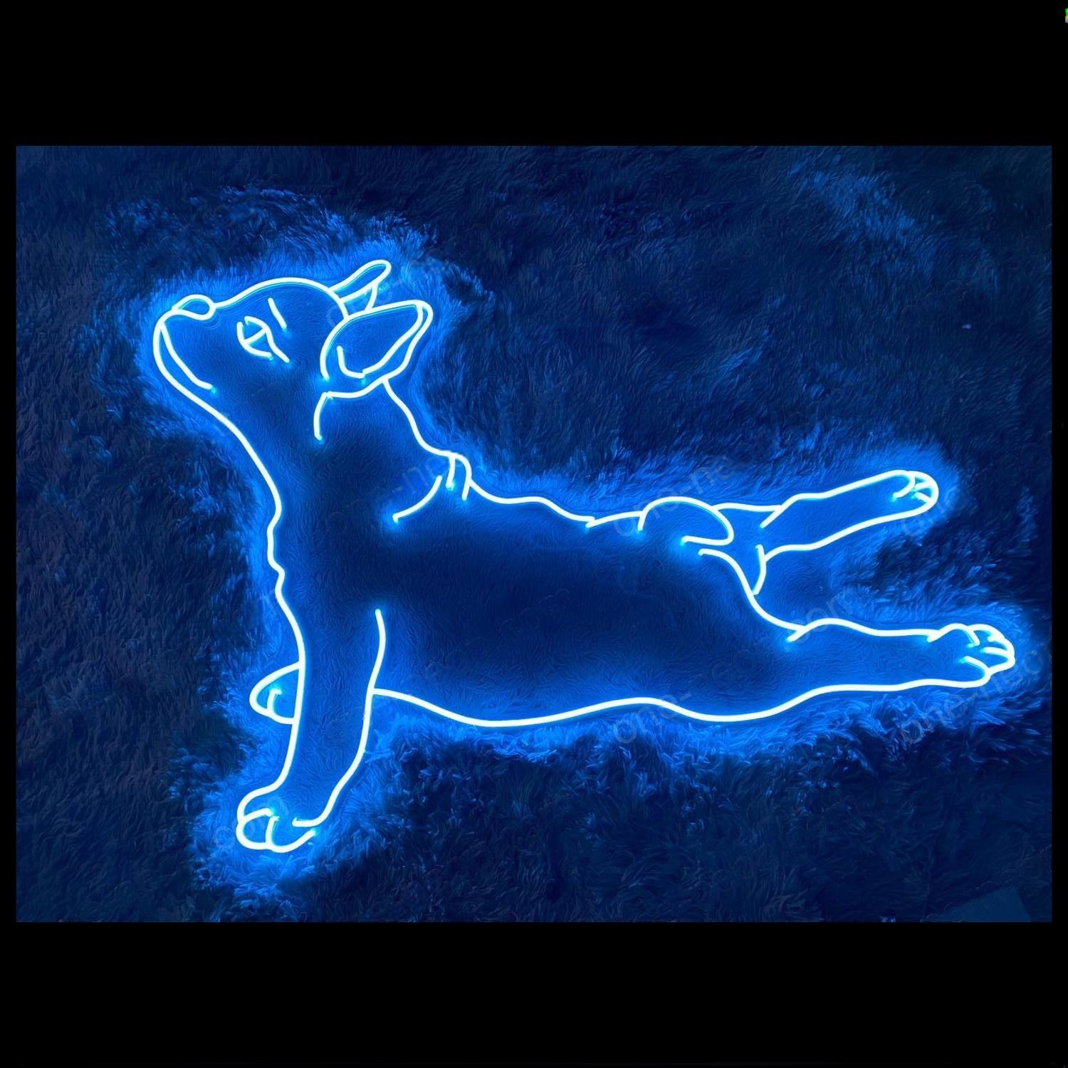 Blue Lying French Bull Dog Led Neon Sign For Home Pet Cafe Decor | Shineneon