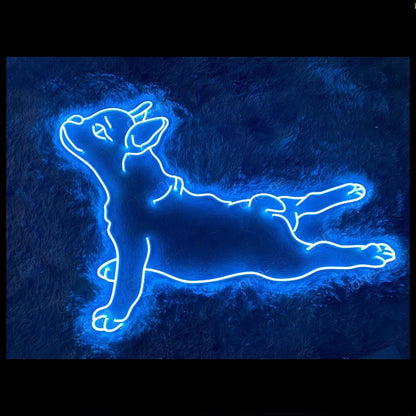 Blue Lying French Bull Dog Led Neon Sign For Home Pet Cafe Decor | Shineneon