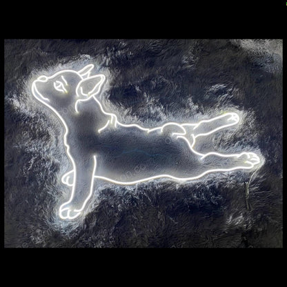 Blue Lying French Bull Dog Led Neon Sign For Home Pet Cafe Decor | Shineneon