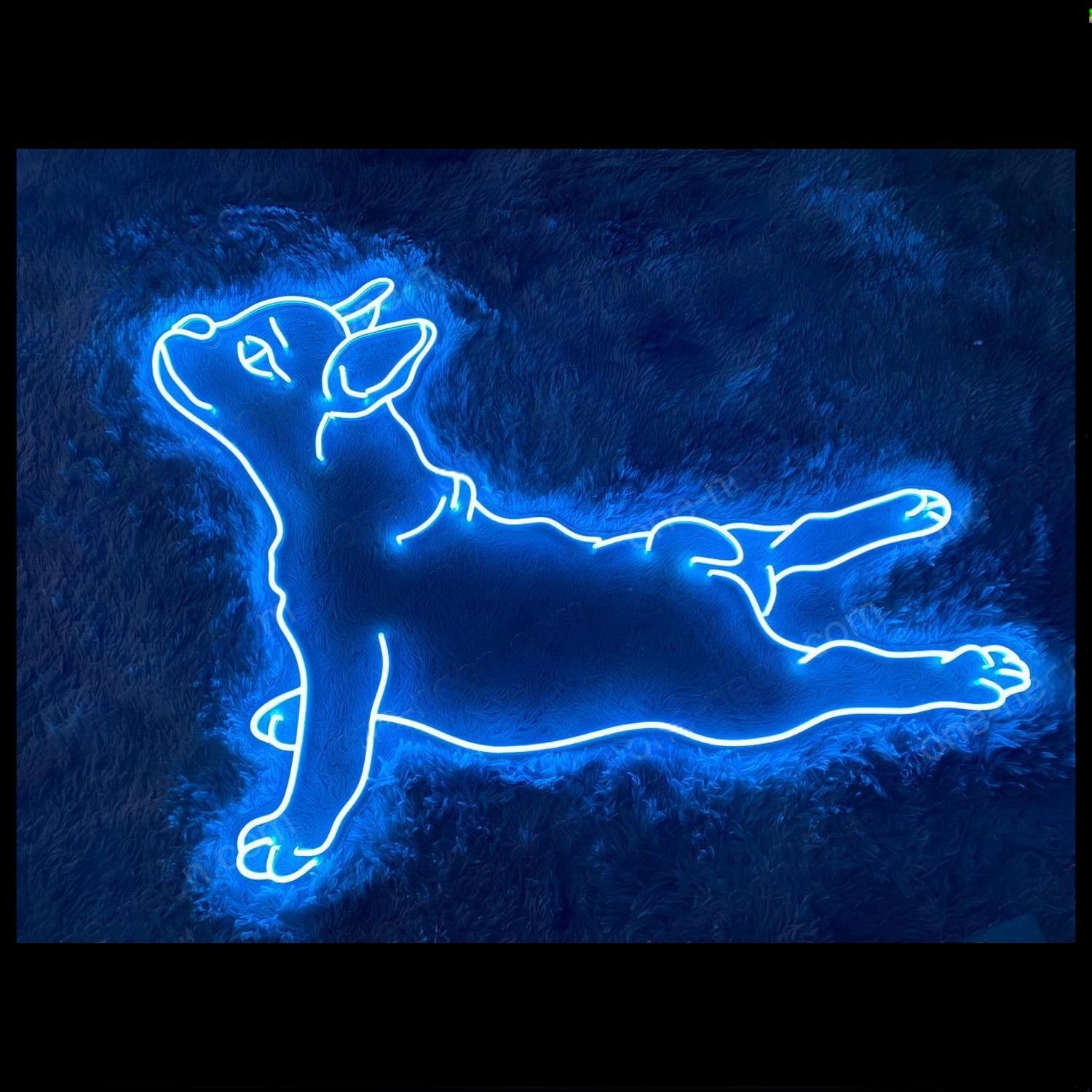Blue Lying French Bull Dog Led Neon Sign For Home Pet Cafe Decor | Shineneon