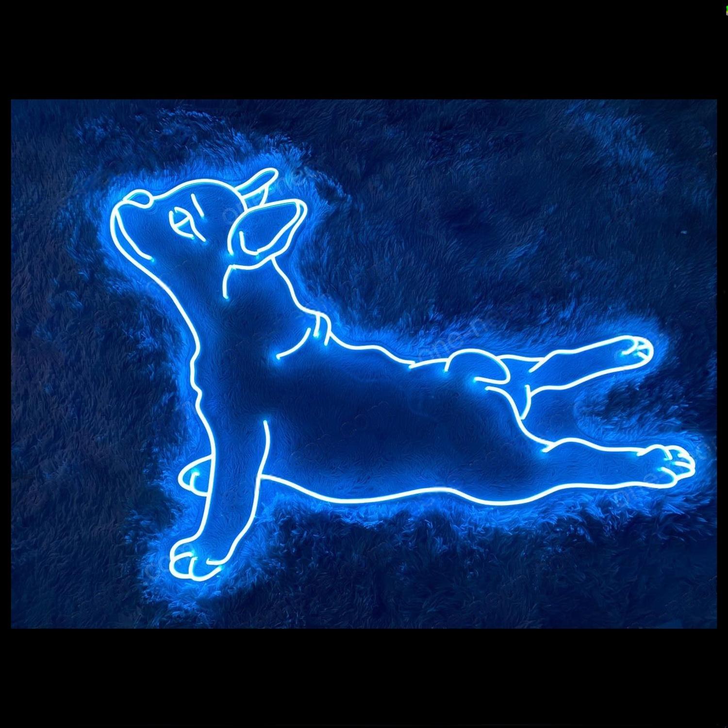 Blue Lying French Bull Dog Led Neon Sign For Home Pet Cafe Decor | Shineneon