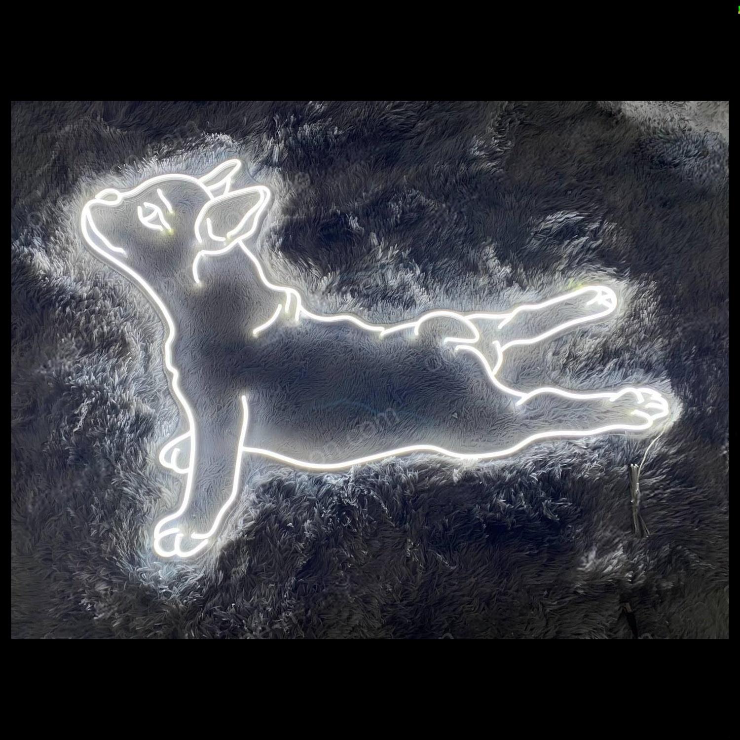 Blue Lying French Bull Dog Led Neon Sign For Home Pet Cafe Decor | Shineneon