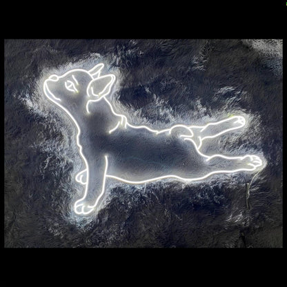 Blue Lying French Bull Dog Led Neon Sign For Home Pet Cafe Decor | Shineneon